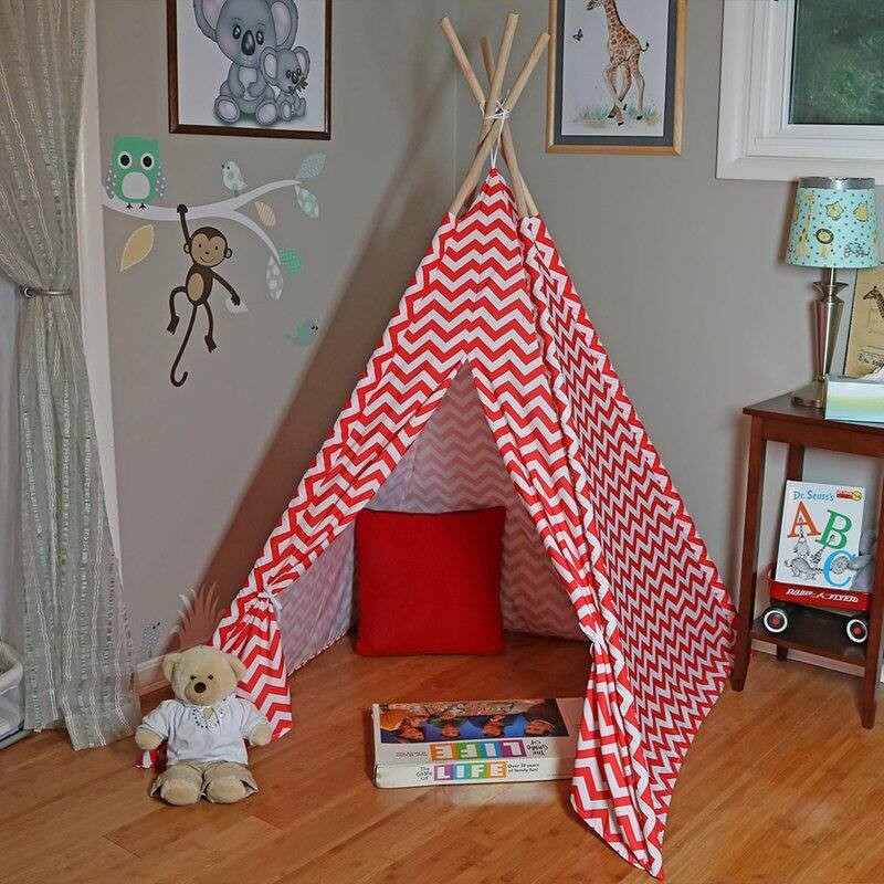 Sunnydaze Decor Large Polyester Chevron Teepee Play Tent with Carrying Case | Hayneedle