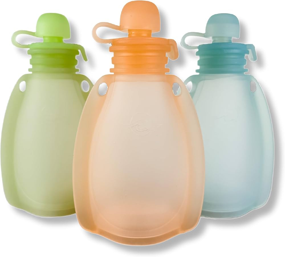 Eco Mama Shop: Toddler Reusable Silicone Food Pouches, 3 Pack, Squeeze Pouches for Kids, Refillab... | Amazon (US)