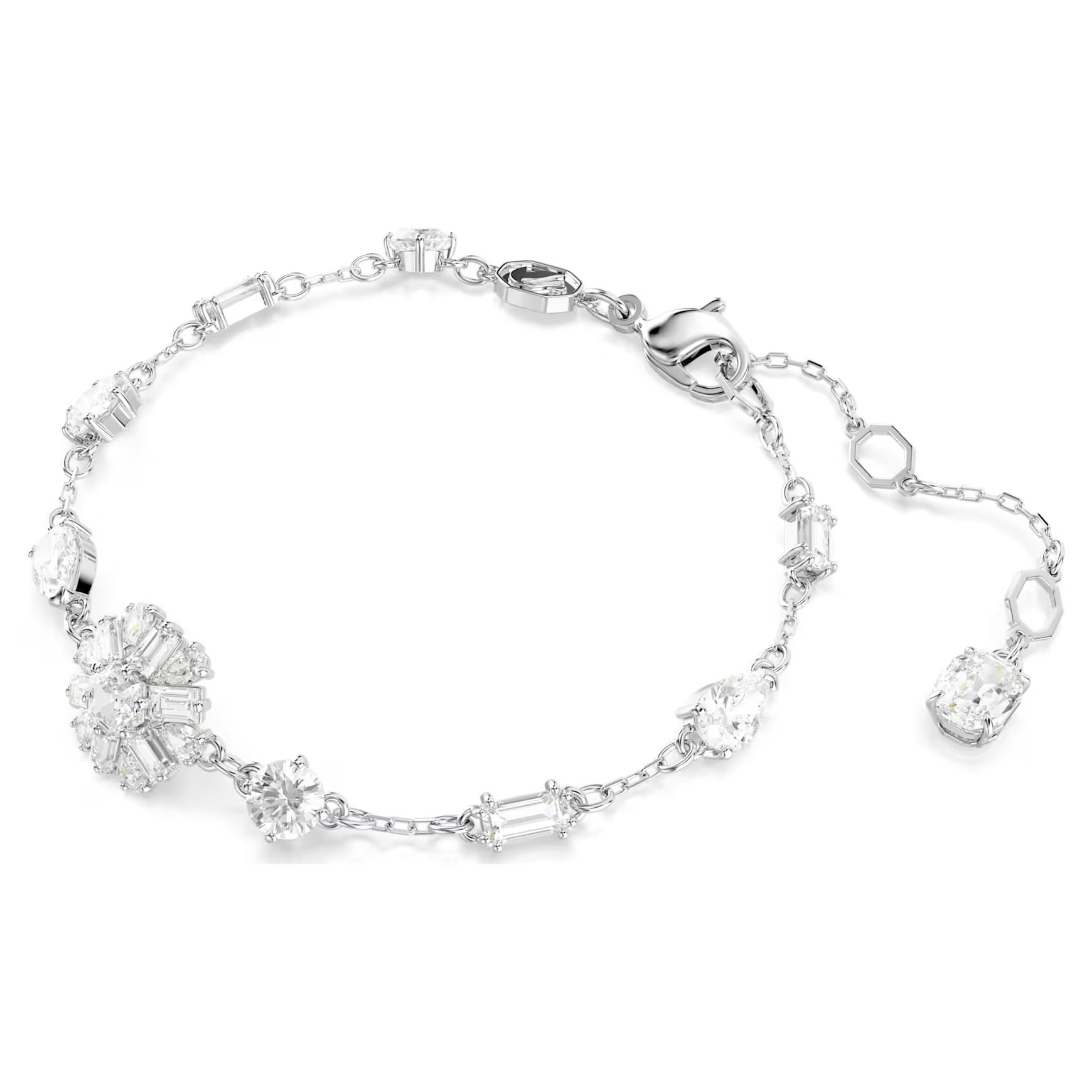 Idyllia Armband, Verschiedene Schliffe, Schneeflocke, Weiß, Rhodiniert von SWAROVSKI | SWAROVSKI