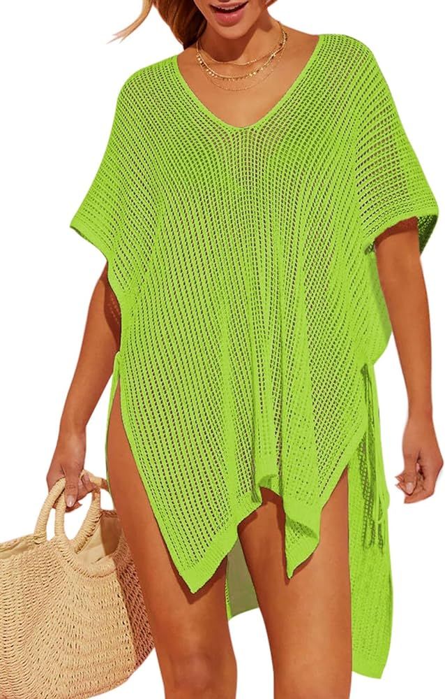 Pink Queen Women Swimsuit Crochet Coverups Summer Hollow Out Swim Bathing Suit Coverup Beach Dres... | Amazon (US)