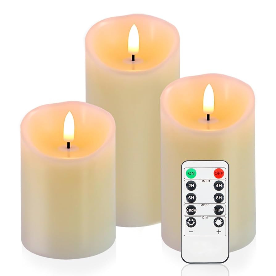 Flickering Flameless LED Candles, Realistic Fake Candles Battery Operated with Remote and Timer, ... | Amazon (US)