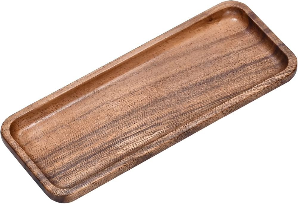 32x12.5cm Acacia wooden tray Handmade Solid wood rectangle small tray for tea or coffee bathroom ... | Amazon (UK)