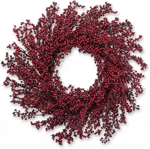 dobar Professional Quality 22" Twig Base Red Berry Wreath - Perfect as a Christmas Door Wreath ! | Amazon (US)