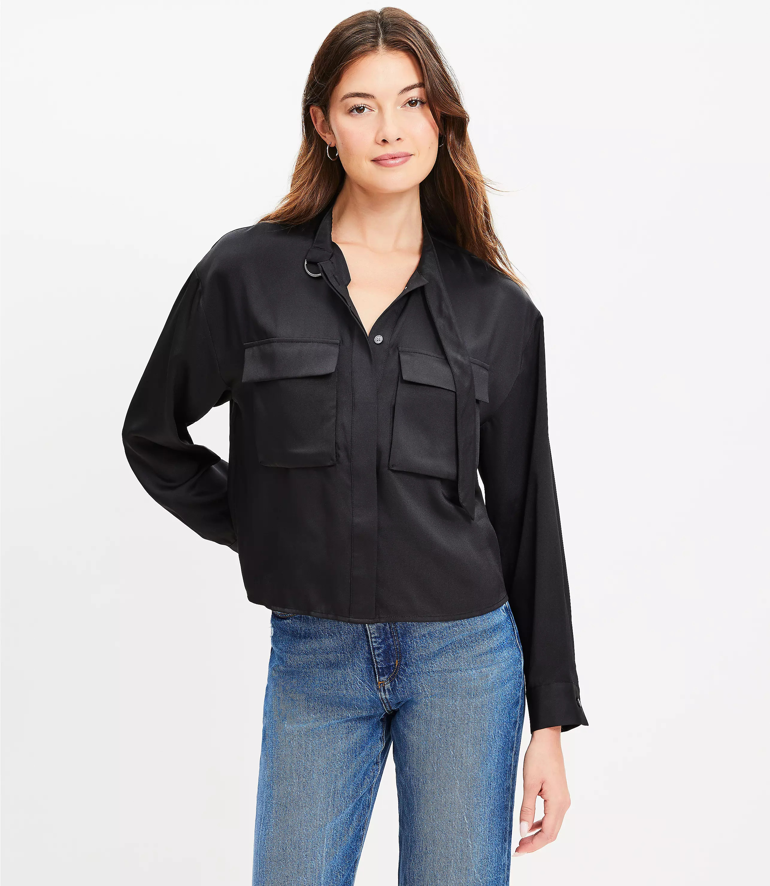 D-Ring Collared Utility Shirt | LOFT