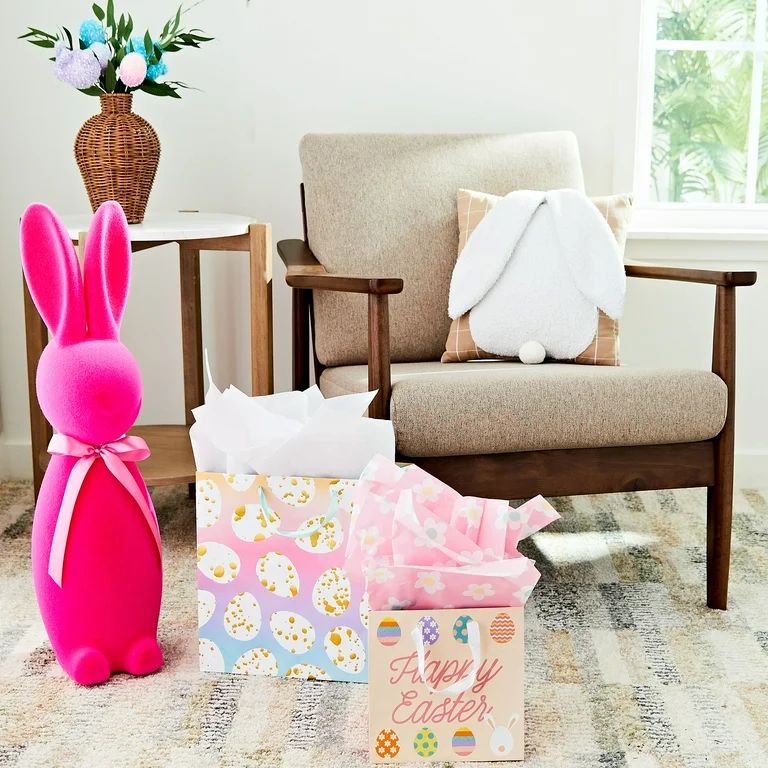 Easter Flocked Bunny Decor, Magenta, 27 Inch, Way To Celebrate | Walmart (US)