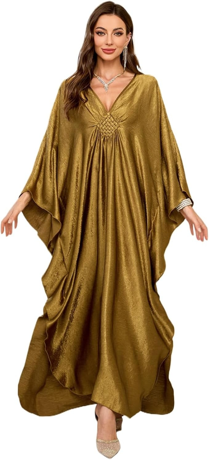 Kaftans Dresses for Women Solid Swimsuit Coverup 2025 Plus Size Beach Caftan Loungewear Mumu for ... | Amazon (US)