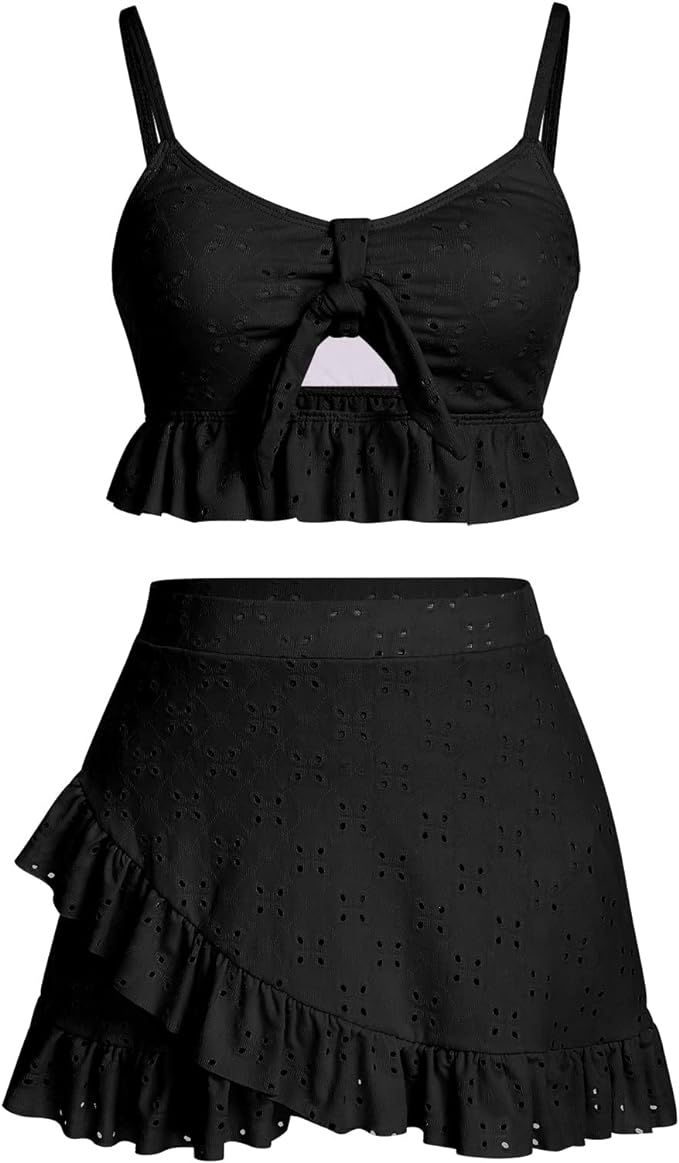 Women's 3 Piece Bikini Bathing Suit Set with Cover up Wrap Skirt Summer Beachwear Swimwear Swimsu... | Amazon (US)