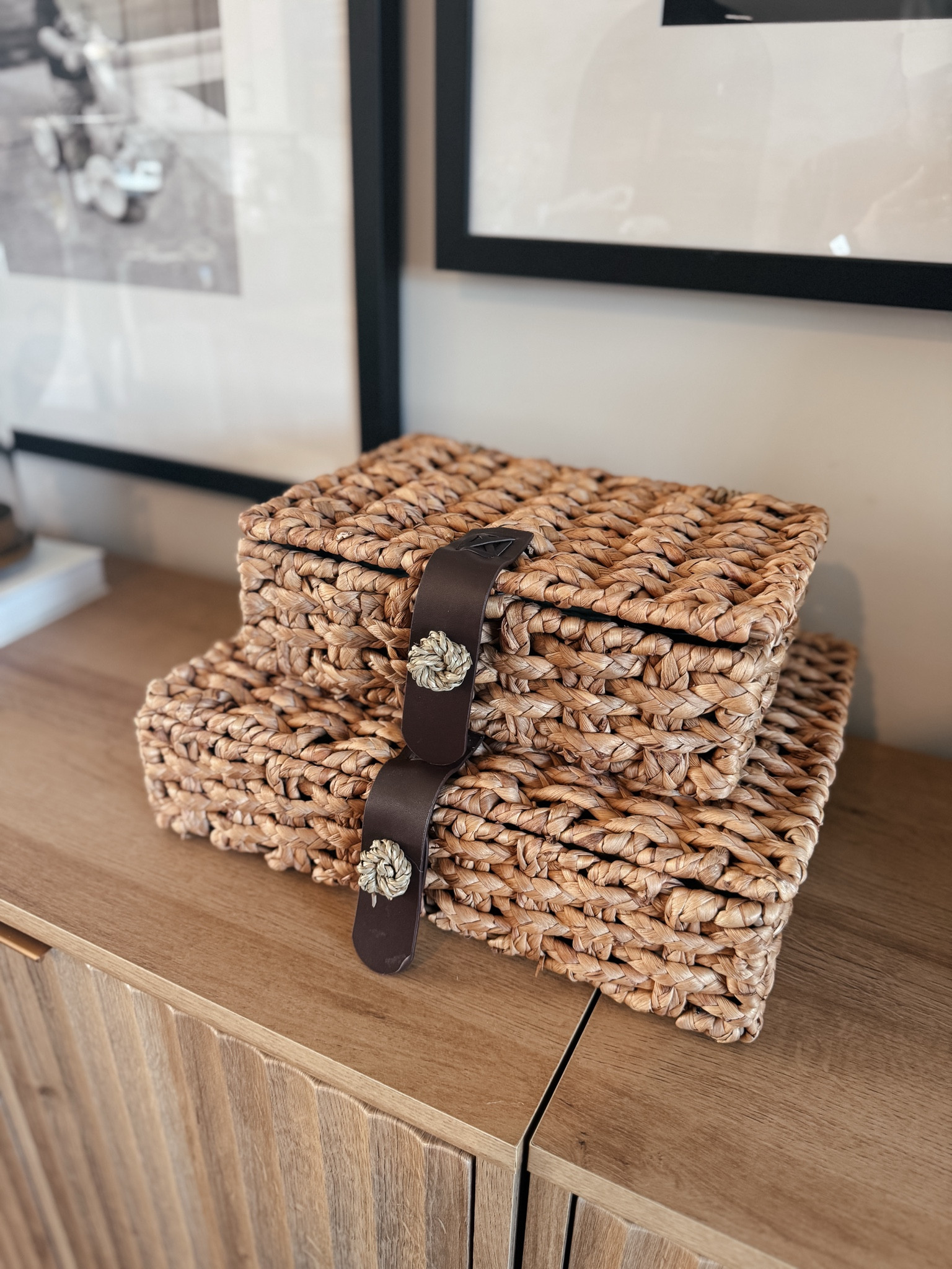 The viral McGee and co look alike baskets are finally back in stock!! They are basically identical 😍👏🏼 console table styling, stackable baskets, afforable decor

#LTKHome