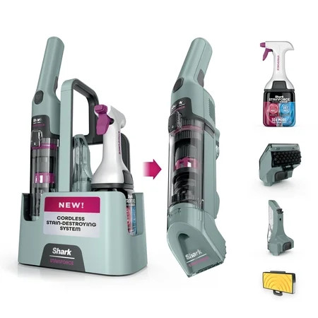 Shark StainForce Cordless Spot, Stain, & Odor Portable Cleaning System, for Carpets, Area Rugs, Upholstery, Stairs, with Storage Caddy, Accessories, and Full-Size Cleaning Solution, HX101 Gray | Walmart (US)