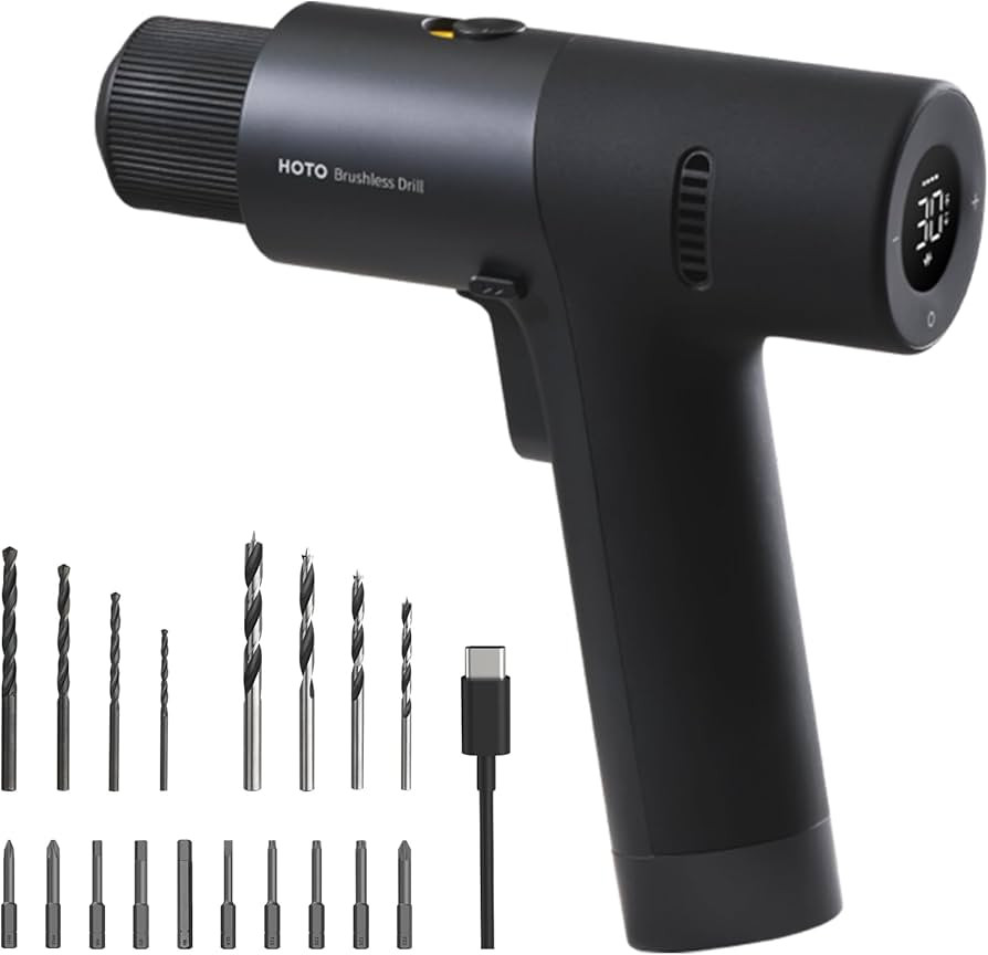HOTO Cordless Brushless Drill 12V, LED Display Screen, 30 Precision Gears, 2 Working Modes, 2000m... | Amazon (US)