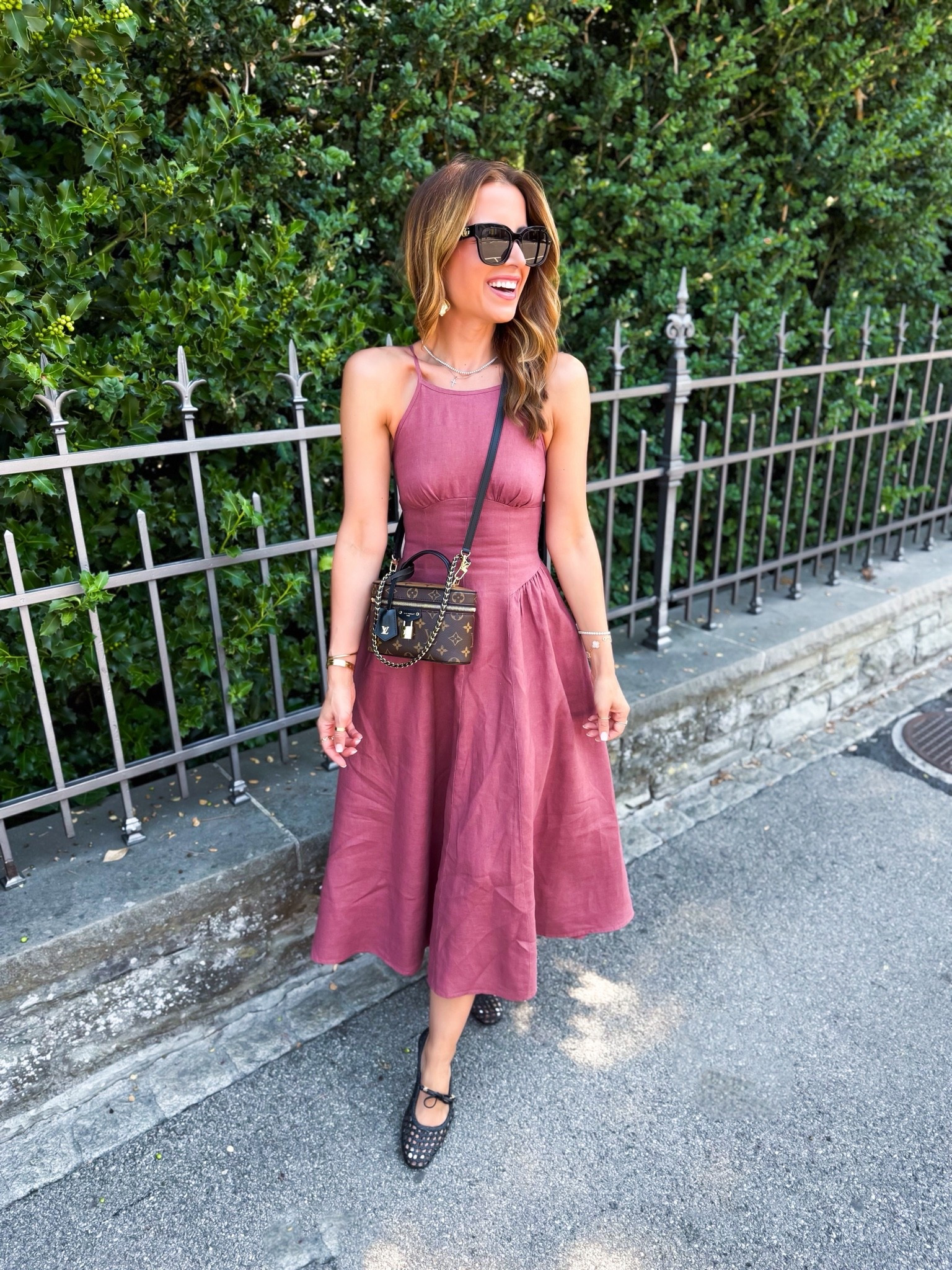 My Switzerland outfit of the day. Linen midi dress in XXS petite. Europe outfit. Summer dress. Summer outfit. Fall dress. Fall outfit. Vacation dress. Vacation outfit. Woven ballet flats.

#LTKootd #LTKgrwm #LTKTravel