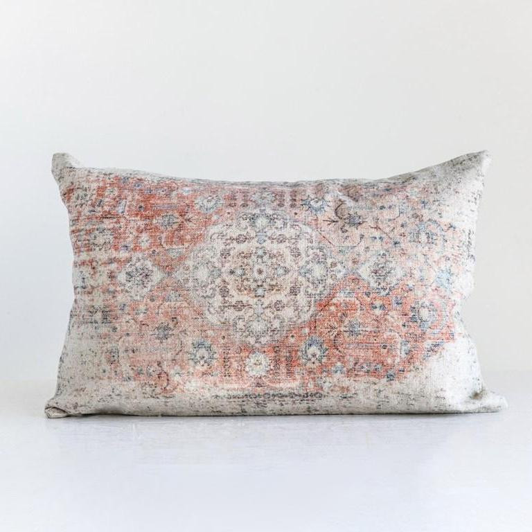 Multi-Color Distressed Print Lumbar Pillow | Burke Decor