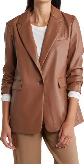 Faux Leather One-Button Peak Lapel Blazer | Nordstrom Rack
