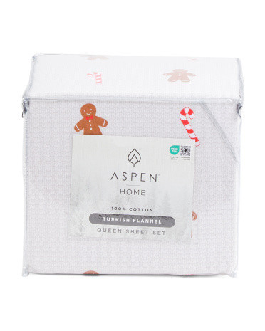 Gingerbread Flannel Sheet Set, Cotton | TJ Maxx