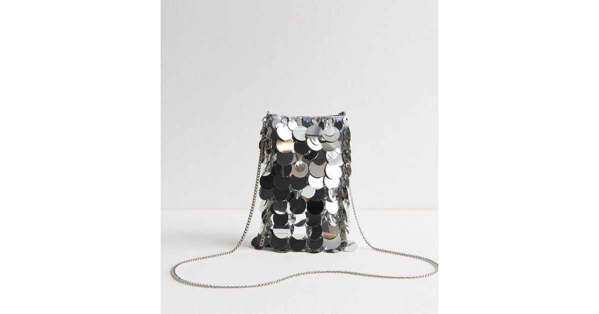 Silver Sequinned Large Phone Bag | New Look | New Look (UK)