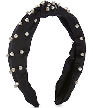 GB Girls Satin Pearled Headband - Black | Dillard's