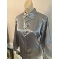 Vintage Satiny Gray Classic Button Down Dressy Blouse 8, Yves St Clair Grey Nwt Fancy S, Shirt Woman's Top | Etsy (US)
