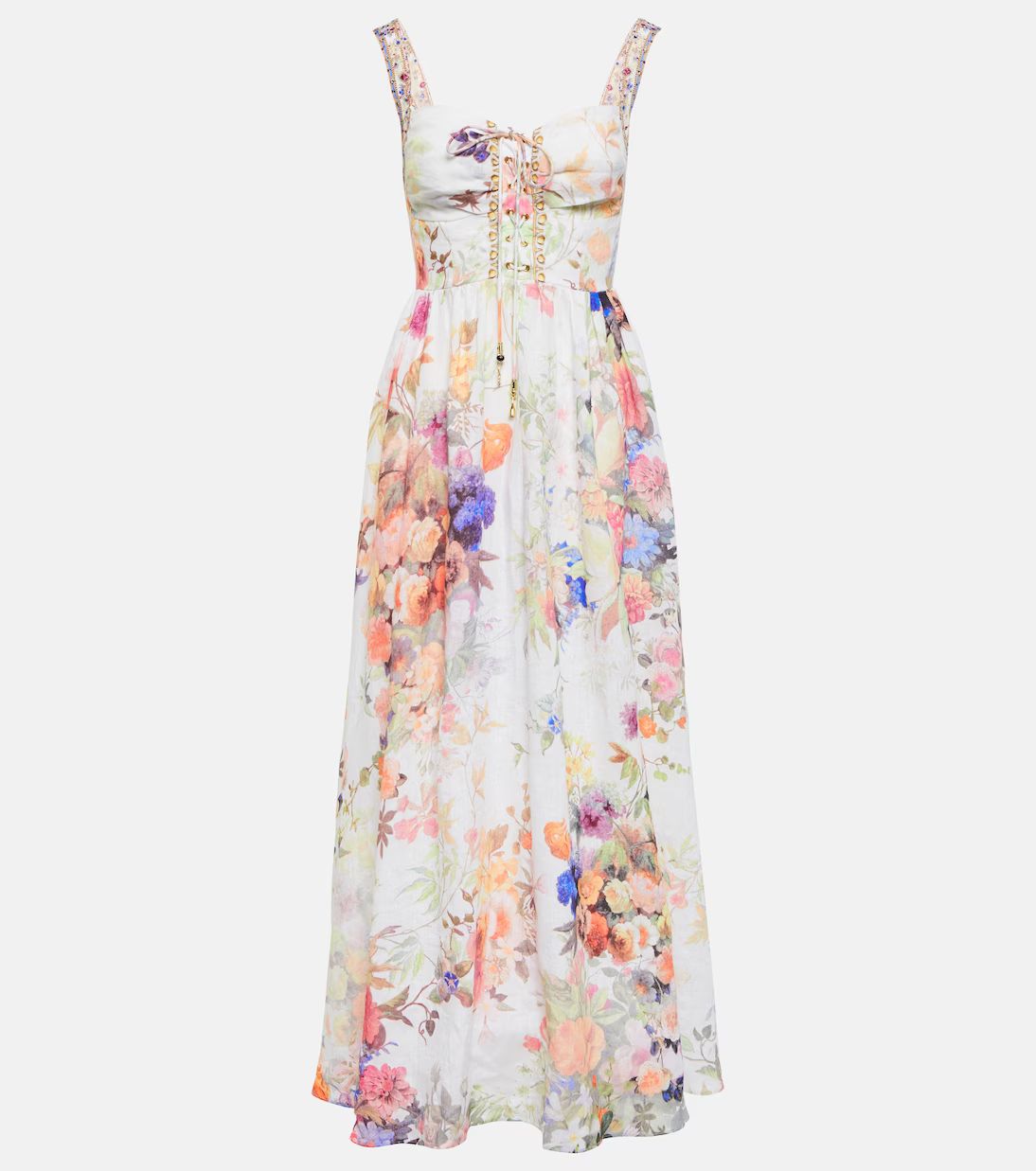 Bustier floral linen maxi dress | Mytheresa (INTL)