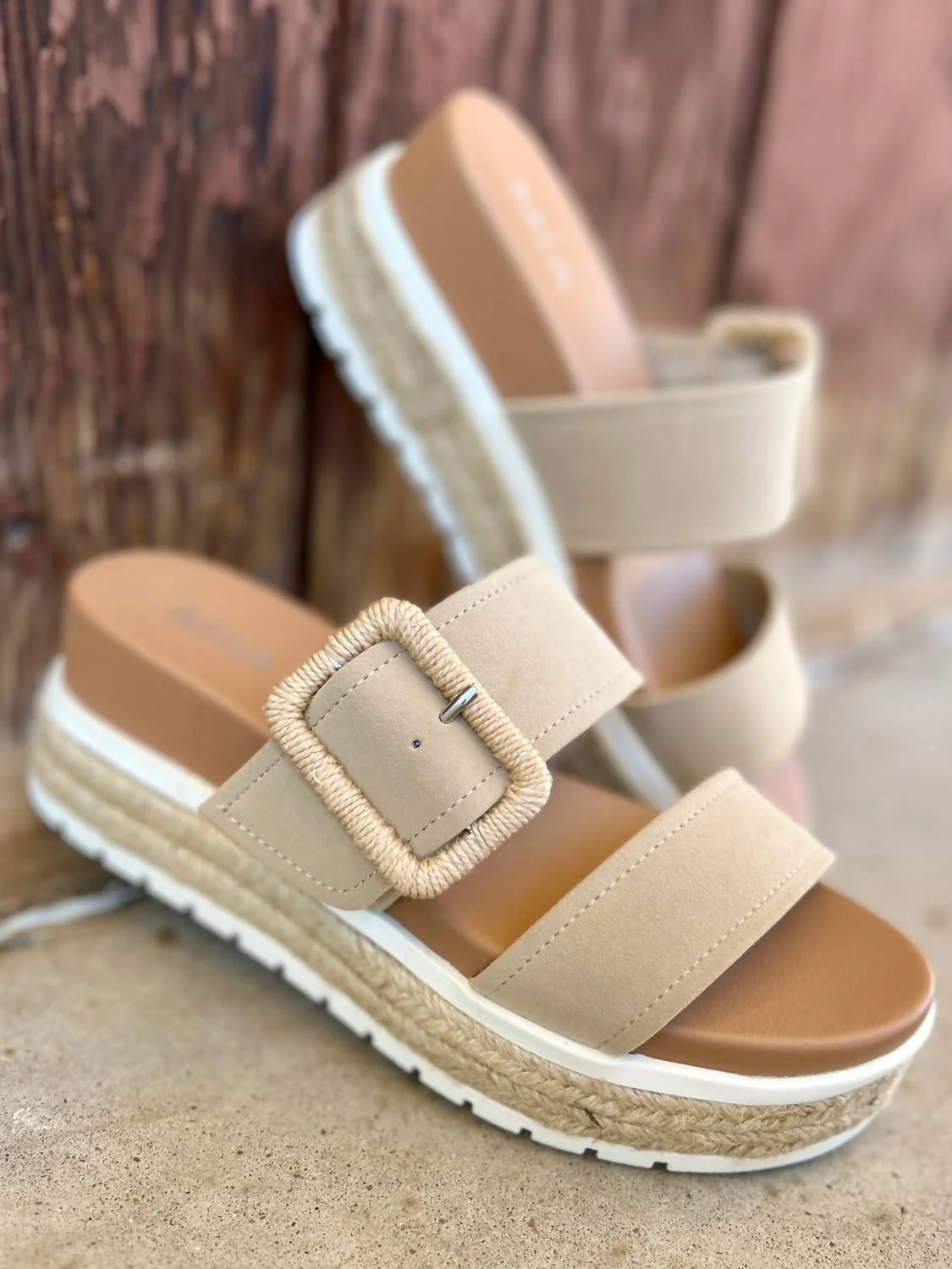 Suede Raffia Platform Sandals | Shop Simon