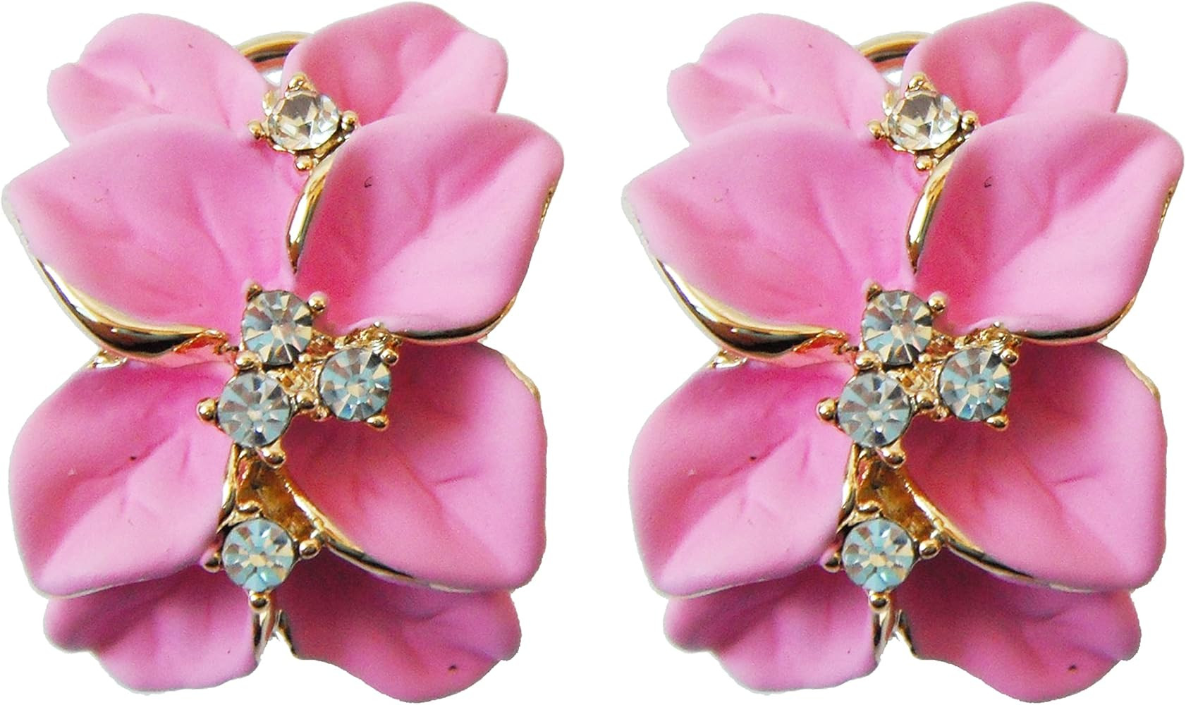 Navachi 18k Gold Plated White Crystal colorful Enamel Leaves Flower Omega Back Earrings | Amazon (US)