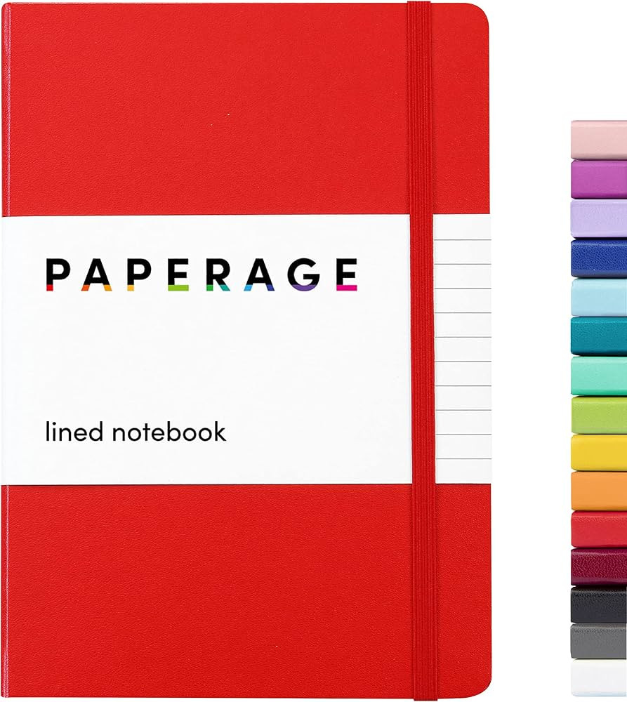 PAPERAGE Lined Journal Notebook, (Red), 160 Pages, Medium 5.7 inches x 8 inches - 100 gsm Thick P... | Amazon (US)