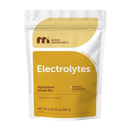 Micro Ingredients Electrolyte Powder, 2 lbs (139 Servings) | Lemon Raspberry Flavor | High Potassium (1,000mg) + Coconut Water & Real Lemon Juice | No Sugar, Keto Friendly | Non-GMO | Amazon (US)