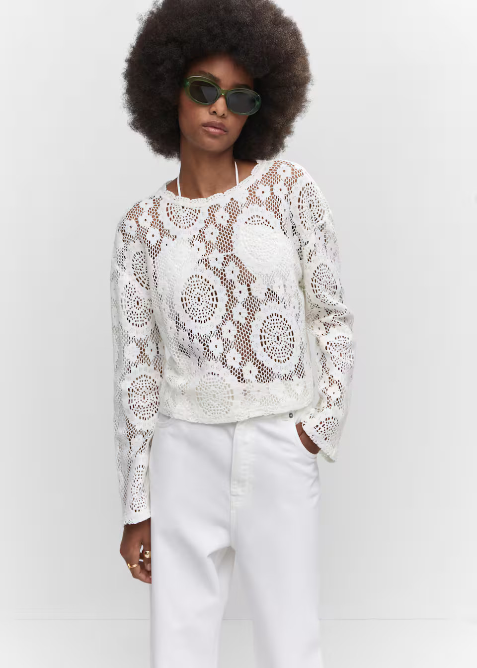 Embroidered openwork t-shirt | MANGO (US)