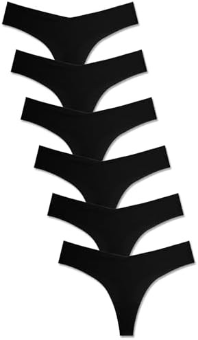 FINETOO Seamless Thongs for Women Sexy No Show Panties Invisible V-waisted Stretch Ladies Underwe... | Amazon (US)