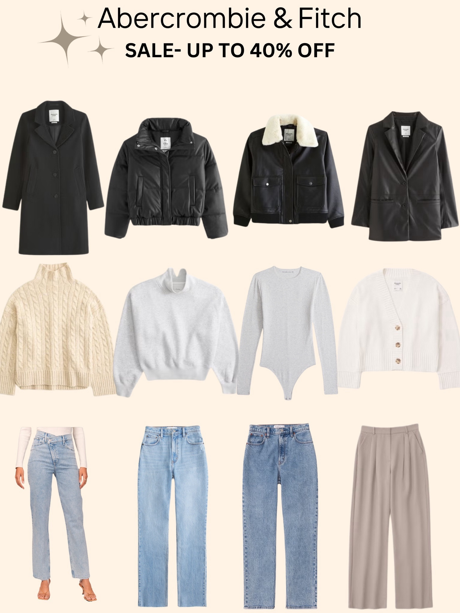 What’s in my cart for the Abercrombie women’s winter sale 40% off and 15% off online only! 

#LTKfindsunder100 #LTKworkwear #LTKstyletip