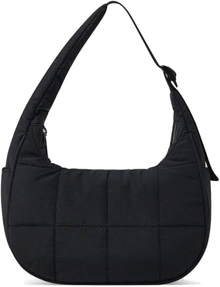 Small Crescent Puffer Purse Shoulder Bag for Women Nylon Quilted Purses Bag Adjustable Shoulder S... | Amazon (US)