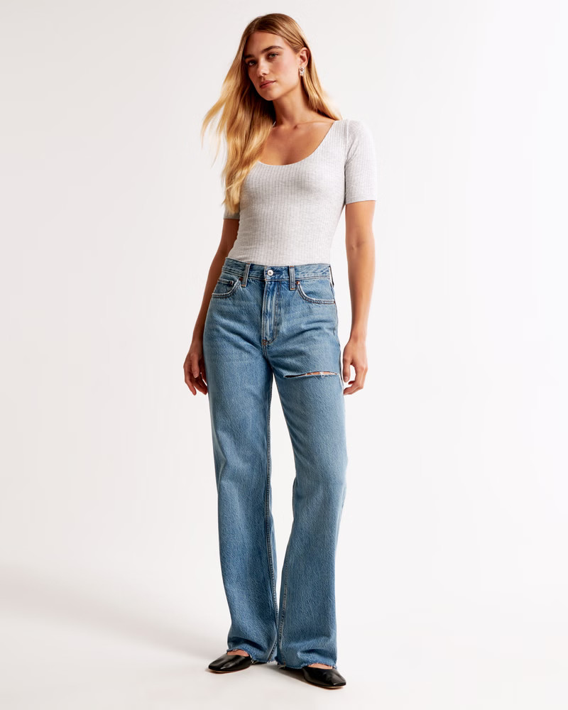 Drapey RigidHigh Rise Loose Jean | Abercrombie & Fitch (US)
