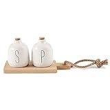 Bistro Basic Ceramic Salt and Pepper Shaker Set with Board | Amazon (US)