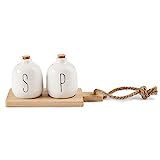Bistro Basic Ceramic Salt and Pepper Shaker Set with Board | Amazon (US)
