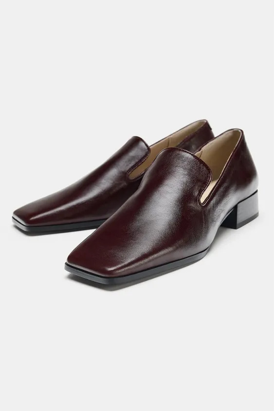 LIMITED EDITION LEATHER HEELED LOAFERS | Zara UK