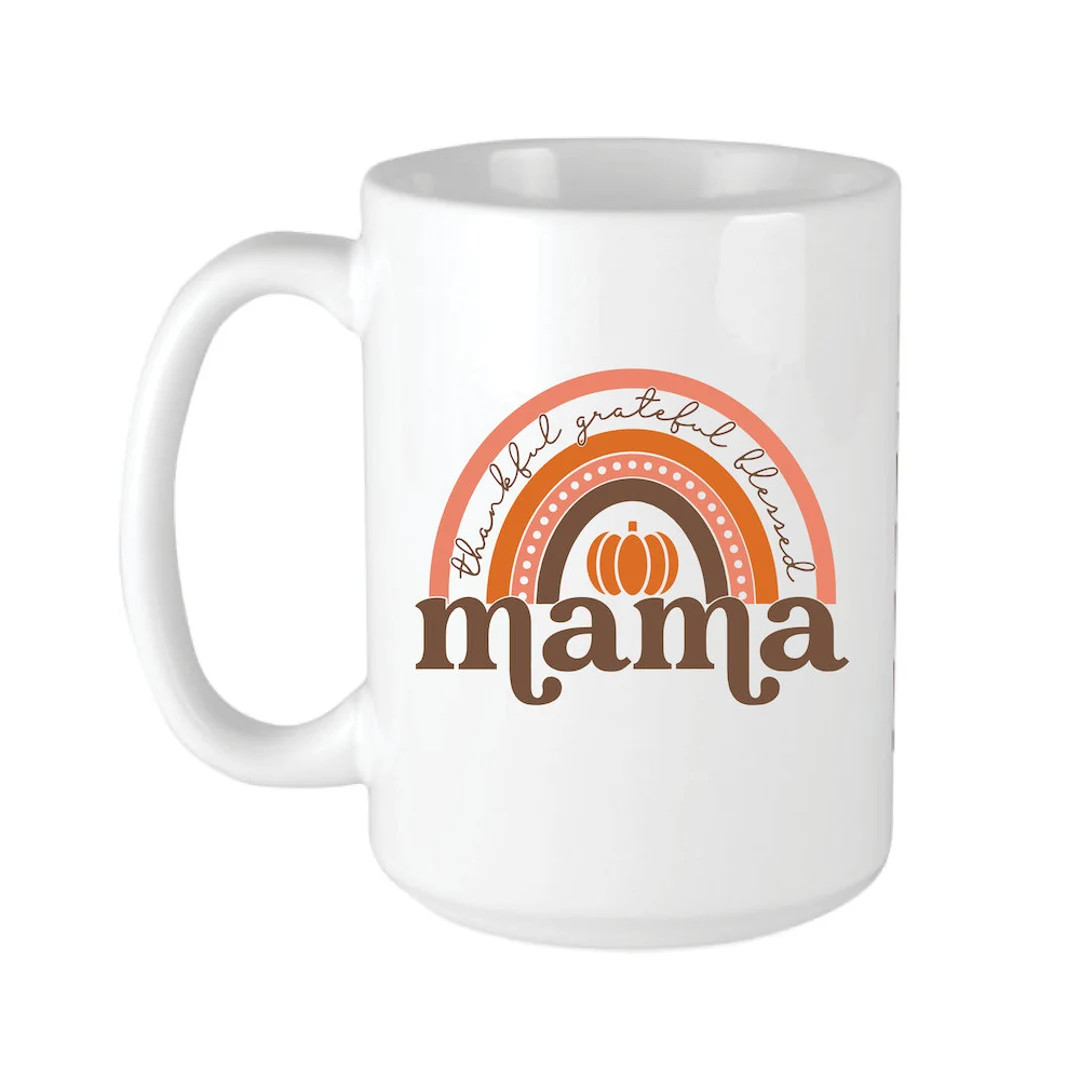 Thankful Mama Coffee Mug Halloween Mug Pumpkin Coffee Fall - Etsy | Etsy (US)