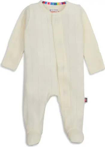 Magnetic Me Love Lines Pointelle Magnetic Organic Cotton Footie | Nordstrom | Nordstrom