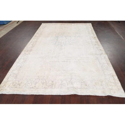 One-of-a-Kind Hand-Knotted 1950s 6'3" x 9'11" Wool Area Rug in Ivory | Wayfair North America