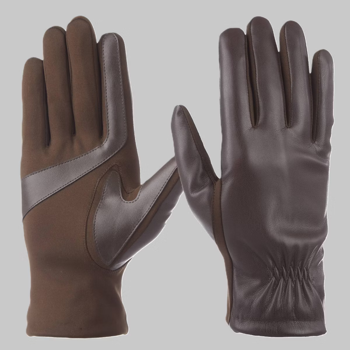 Isotoner Faux Leather Glove with Gathered Wrist - Brown S/M | Target
