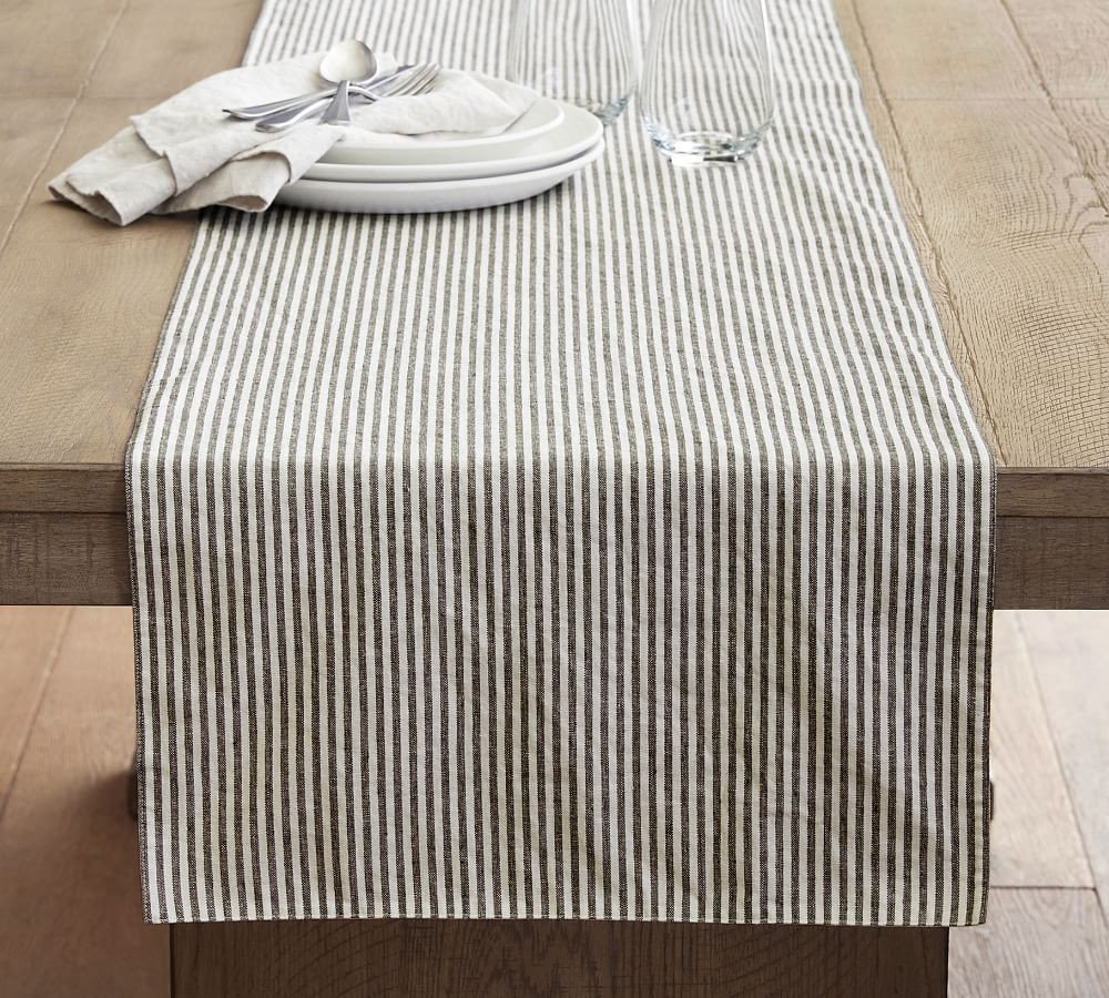 Wheaton Striped Cotton/Linen Table Runner | Pottery Barn (US)
