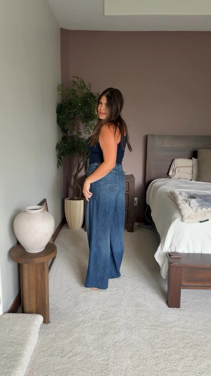 Say need or OOTD for 🔗- Highly anticipated fall American Eagle Jean haul is HERE! Grateful to be postpartum so we can try some jeans on together again 🥹
@ae 
#midsize #size14 #falloutfit #dress #teacher midsize fall outfit, old navy fall haul, midsize mom friendly size 14