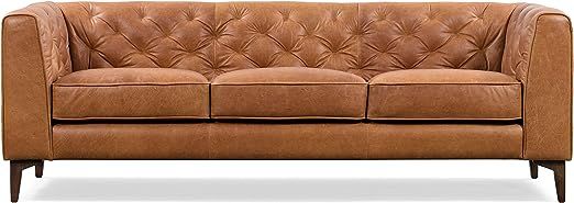 Poly and Bark Essex Sofa in Full-Grain Pure-Aniline Italian Tanned Leather in Cognac Tan | Amazon (US)