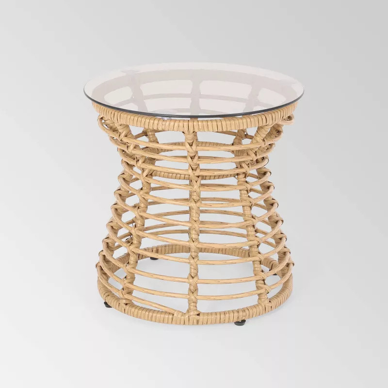 San Pedro Wicker Outdoor Side Table - Light Brown - Christopher Knight Home | Target