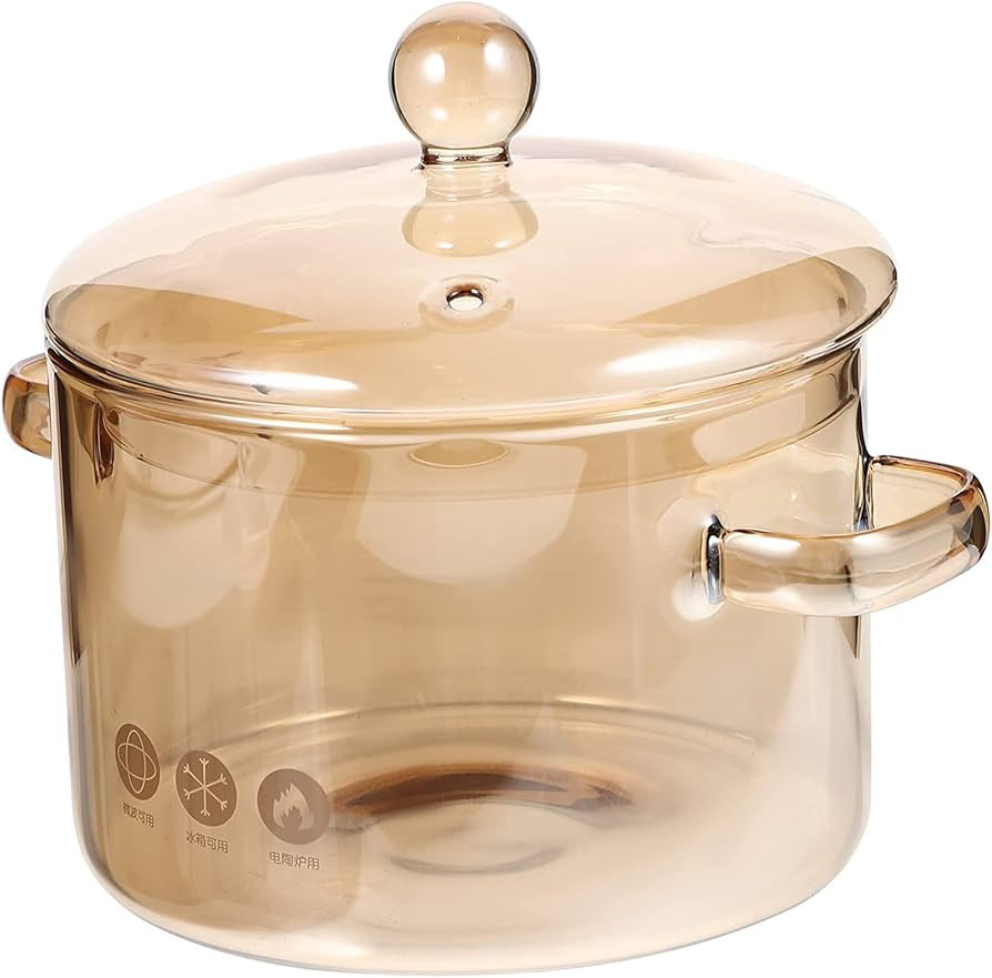 Amazon.com: Glass Saucepan with Cover, 1.5L/50oz Heat-Resistant Stovetop Cooking Pot and Pan with... | Amazon (US)