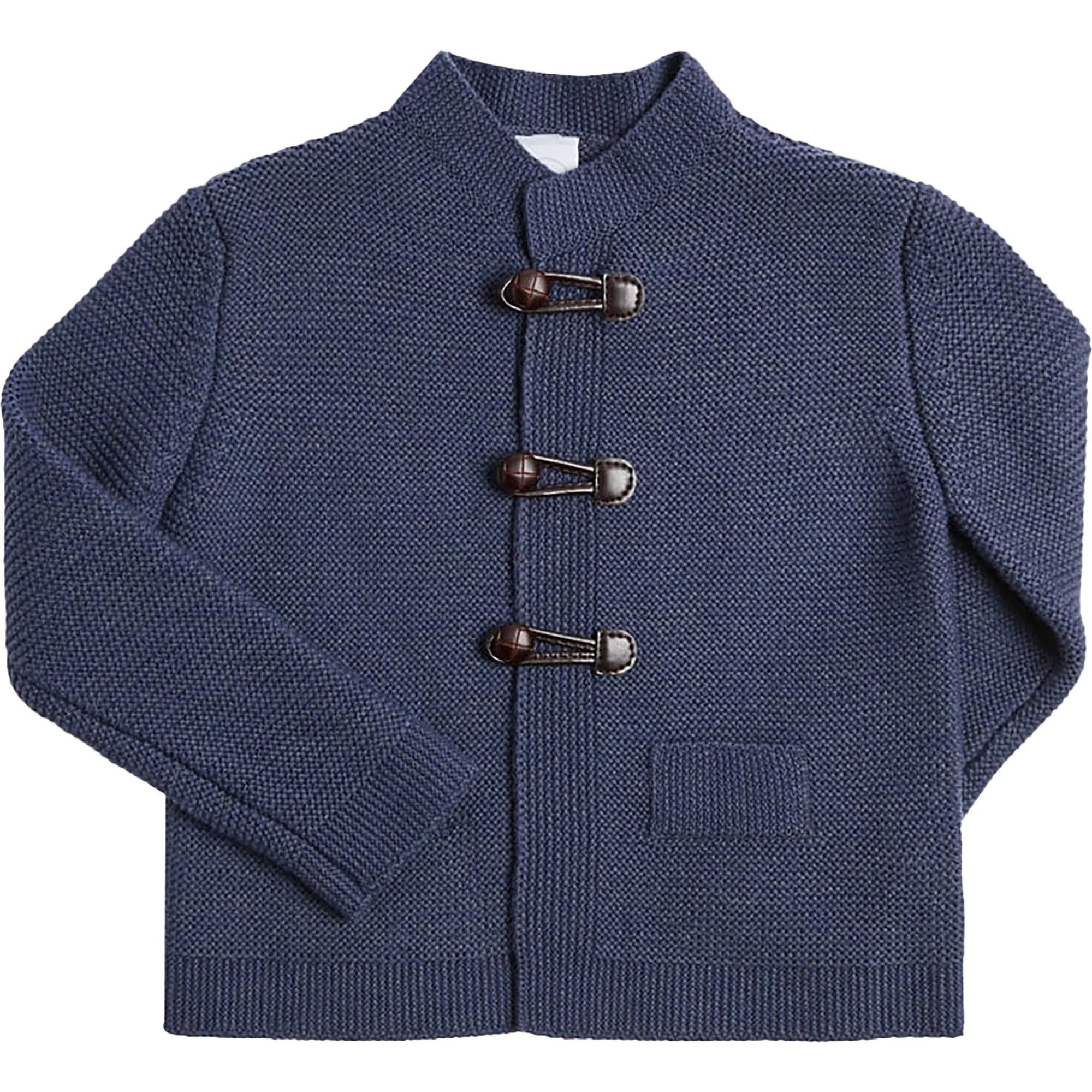 Toggle Fastening Knitted Cardigan, Blue | Maisonette