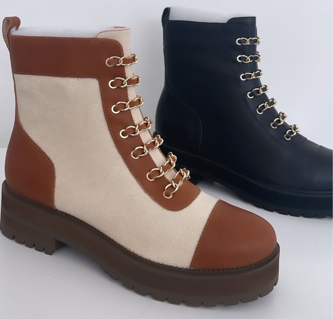 Fall combat boots— black and gold and cream brown and gold …  Size up 1/2 size 

#LTKstyletip #LTKSeasonal #LTKshoecrush