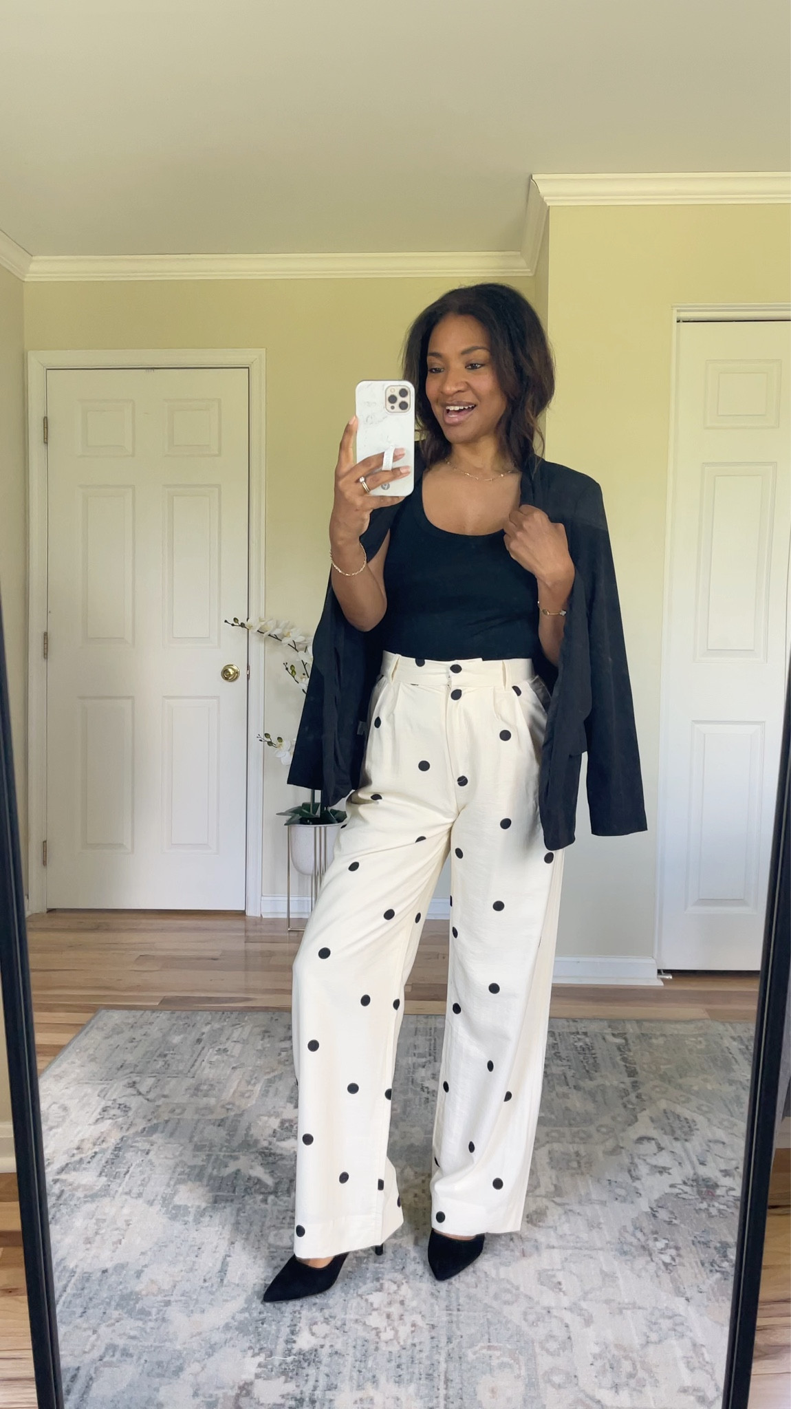 Wearing a small in the black tank top and size 27 regular in the pants. Wearing a small in the blazer (linking similar ones) 

#ltkootd #ltkover40 #ltkgrwm
