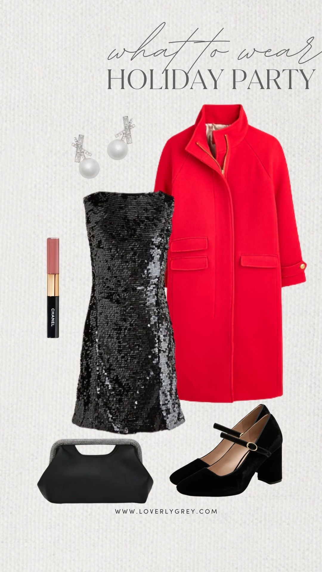 Loverly Grey, what to wear to a holiday event. I am loving this sequin dress from J.Crew layered with a bright red coat. I accessorized the look with a pair of velvet heels and a simple purse from Tuckernuck. Loverly Grey, what to wear, holiday party 

#LTKHoliday #LTKBeauty #LTKootd