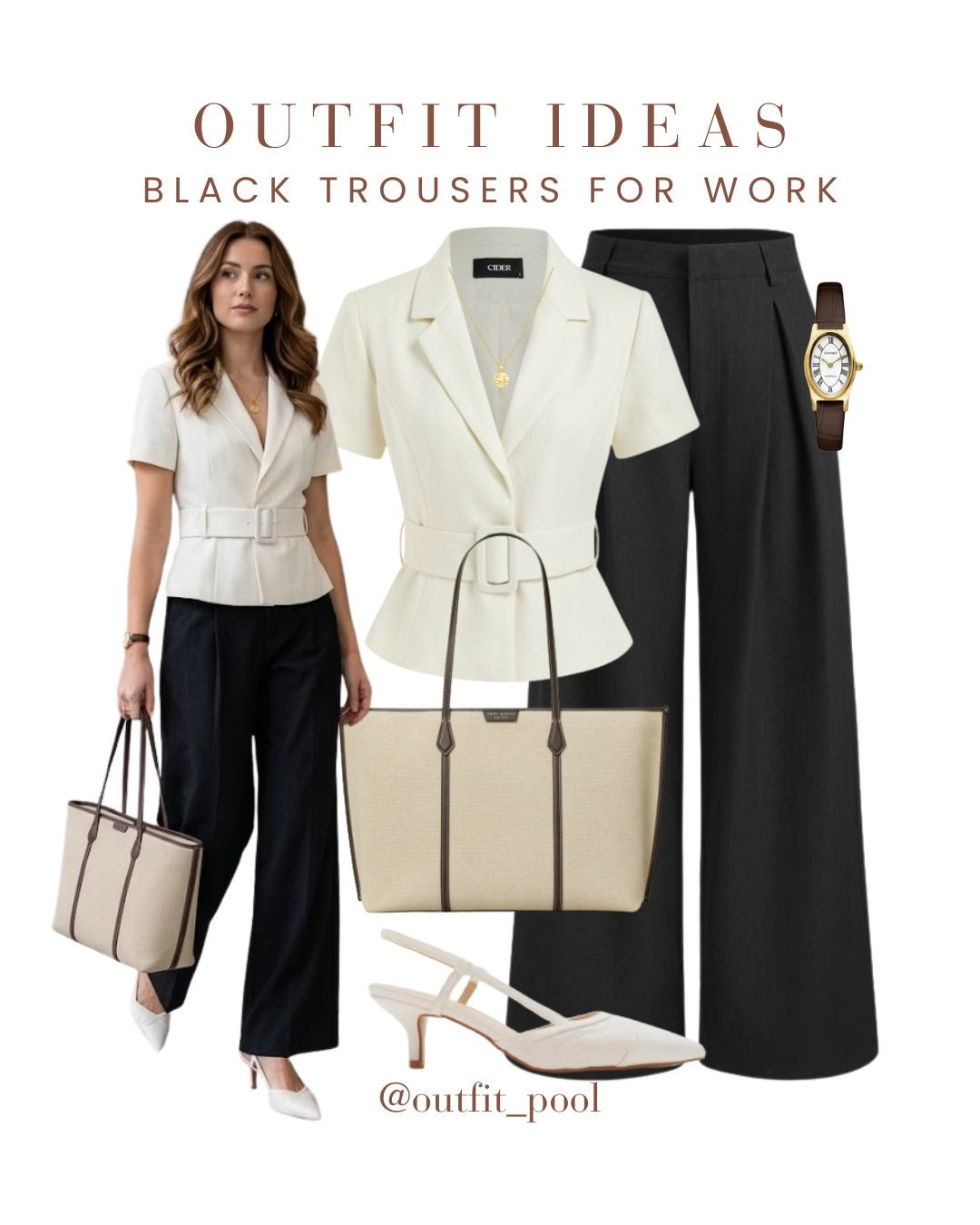 Black trousers = the ultimate office essential 🖤✨
Styled these Amazon black trousers with different statement tops to create chic, polished workwear looks that make getting dressed for the office so easy 🙌

White peplum blazer top — clean, structured, and power-dressing approved
Yellow waistcoat — fresh, modern, and perfect for spring/summer workwear
Khaki peplum top — soft neutral tones with an elevated silhouette
Checkered structured top — classic with a sophisticated twist

One pair of trousers, endless office-ready outfits 👩‍💼✨

(Black Trousers, Black Pants Outfit, Tailored Trousers, Wide Leg Black Trousers, Chic Trouser Outfit, Workwear Trousers, Business Casual Style, Smart Casual Outfit, Minimalist Wardrobe,  Black Trousers for Work, Neutral Outfit Ideas, Street Style Outfit, Effortless Style, Office Outfit Inspiration, Day to Night Outfit, Chic Neutral Fashion, Outfit Inspiration) 

 #LTKgrwm #LTKootd #LTKWorkwear