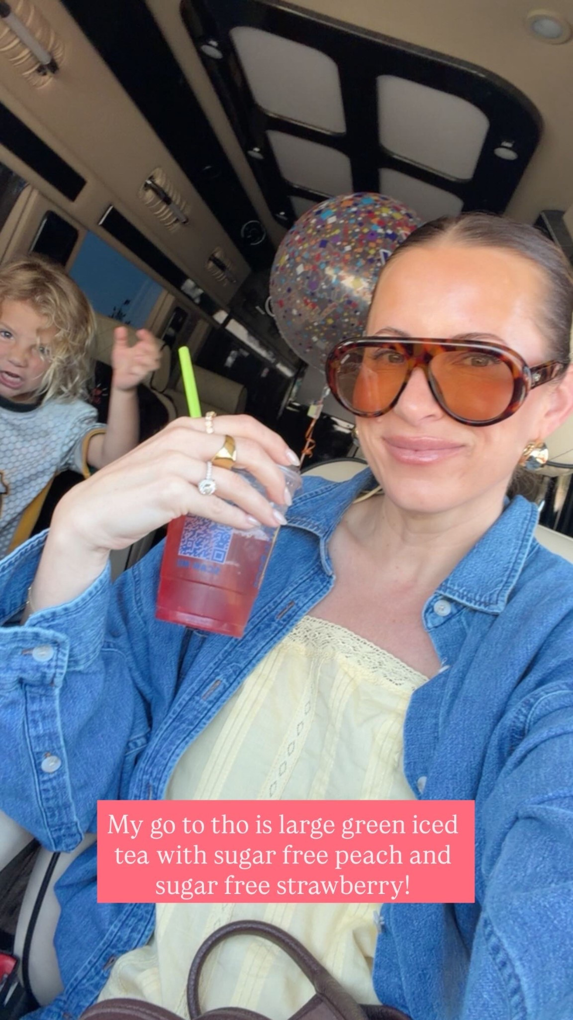 My go to tho is large green iced tea with sugar free peach and sugar free strawberry!