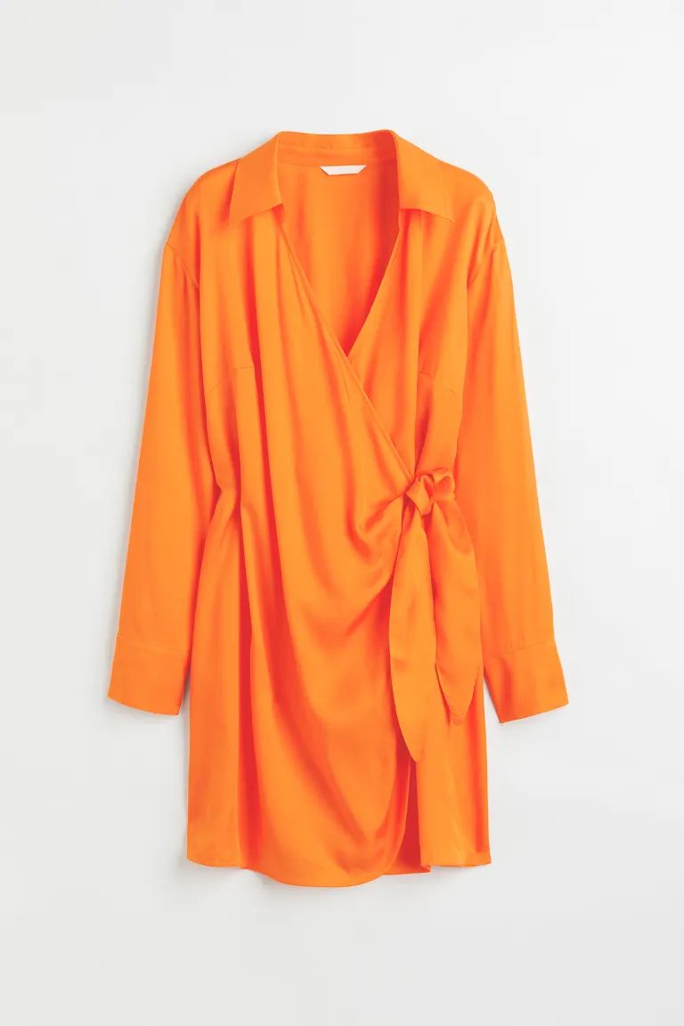 Satin Wrapover Shirt Dress | H&M (US + CA)